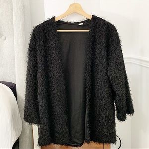 H&M | Black fuzzy open cardigan/jacket